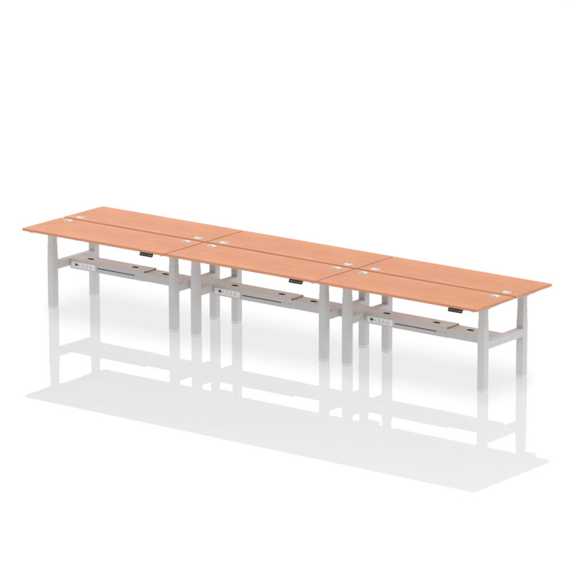 Brisk Back-to-Back Slimline Height Adjustable Bench Desk - 6 Person - Image 65