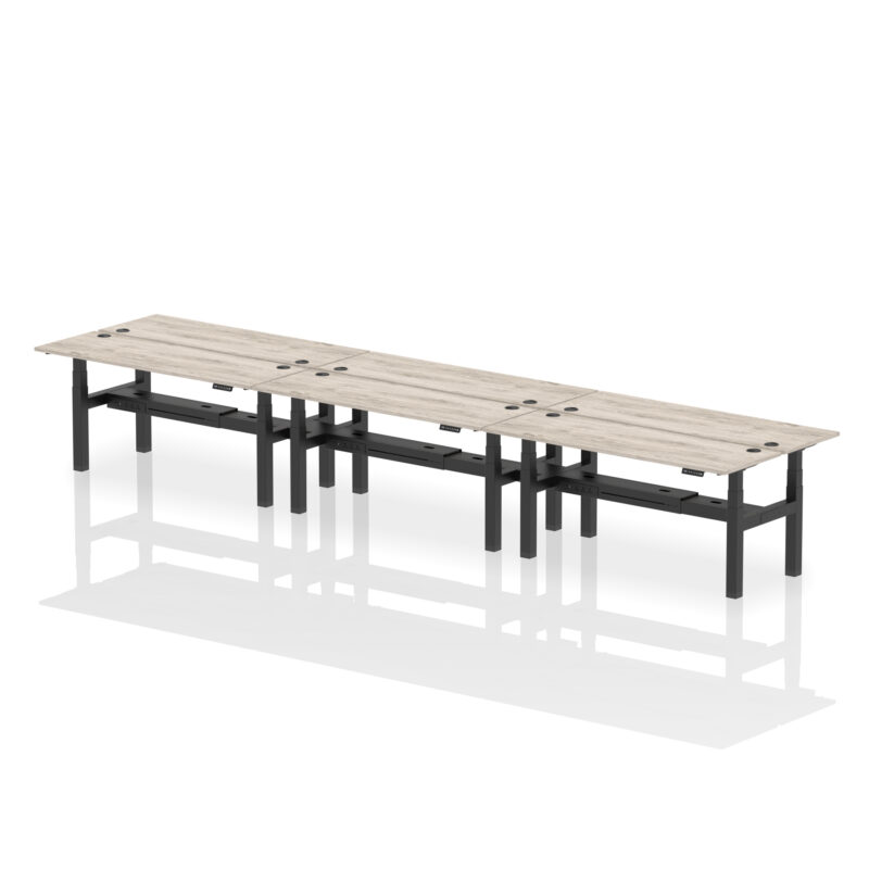 Brisk Back-to-Back Slimline Height Adjustable Bench Desk - 6 Person - Image 70