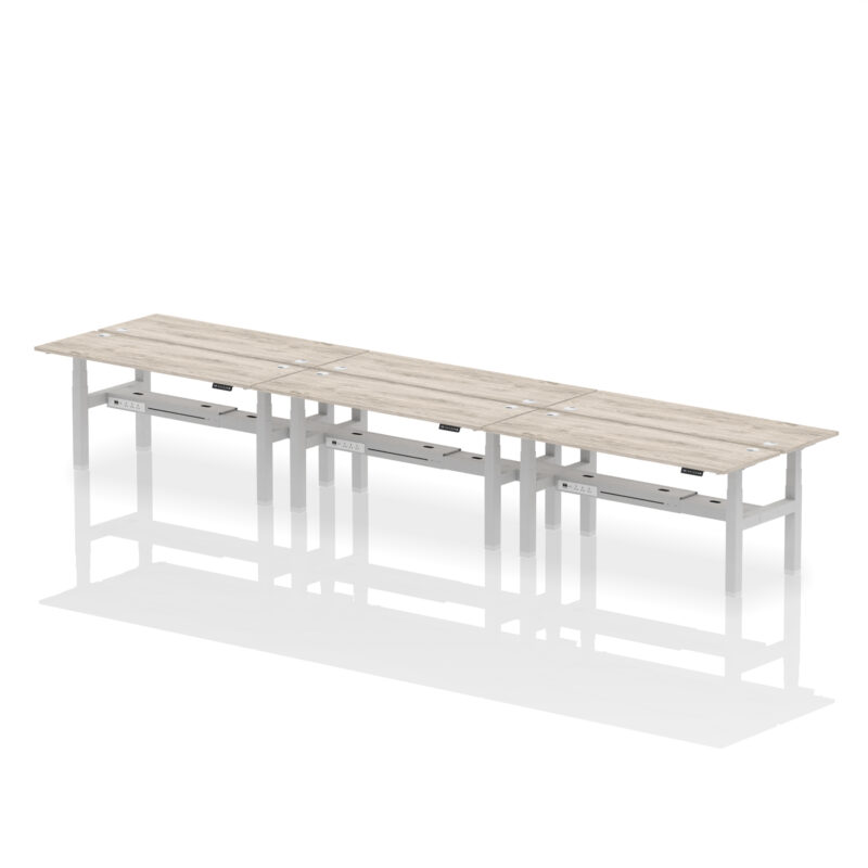 Brisk Back-to-Back Slimline Height Adjustable Bench Desk - 6 Person - Image 71