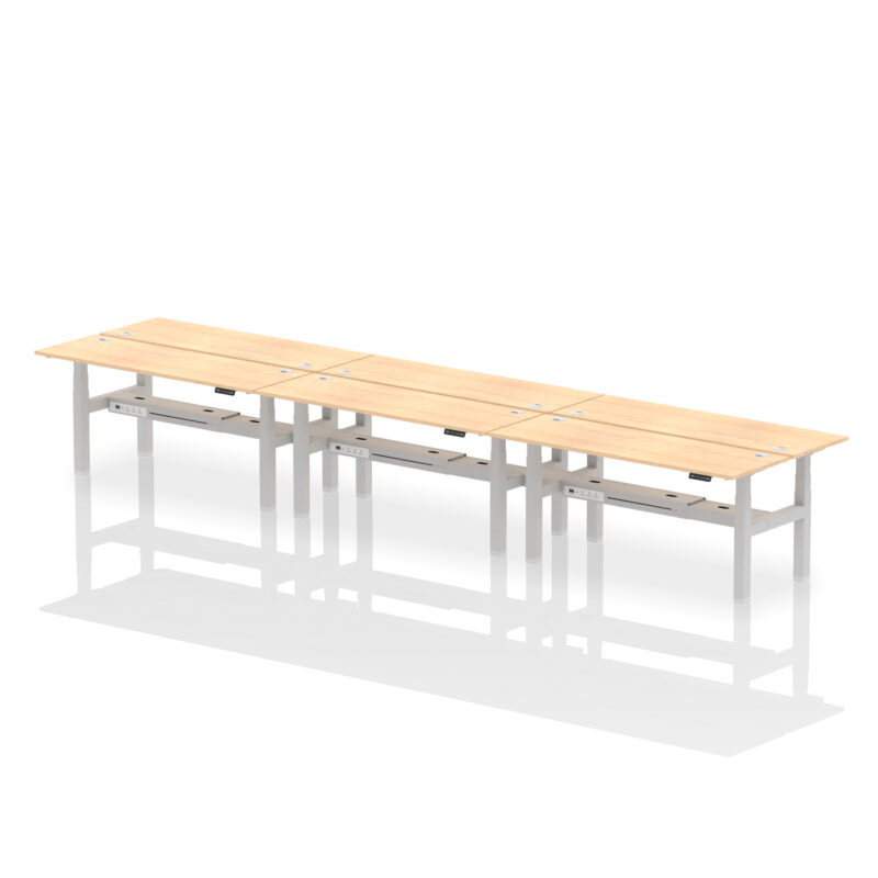 Brisk Back-to-Back Slimline Height Adjustable Bench Desk - 6 Person - Image 74