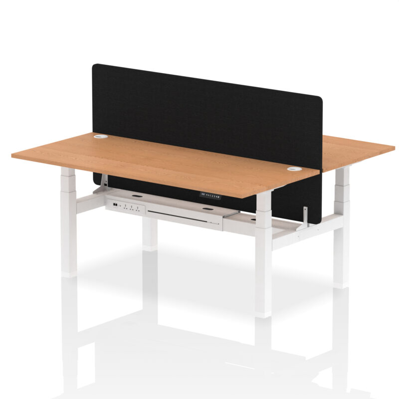 Brisk Back-to-Back Height Adjustable Bench Desk - 2 Person with Black Straight Screen - Image 78