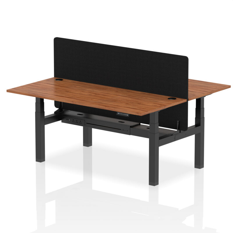 Brisk Back-to-Back Height Adjustable Bench Desk - 2 Person with Black Straight Screen - Image 79