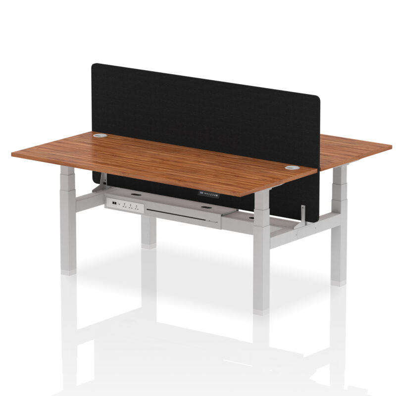 Brisk Back-to-Back Height Adjustable Bench Desk - 2 Person with Black Straight Screen - Image 80