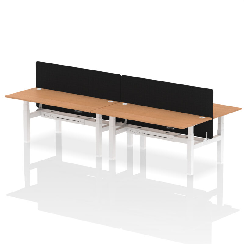 Brisk Back-to-Back Height Adjustable Bench Desk - 4 Person with Black Straight Screen - Image 78