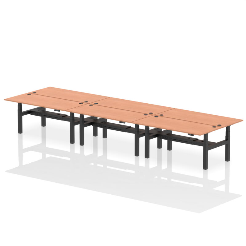 Brisk Back-to-Back Height Adjustable Bench Desk - 6 Person - Image 64