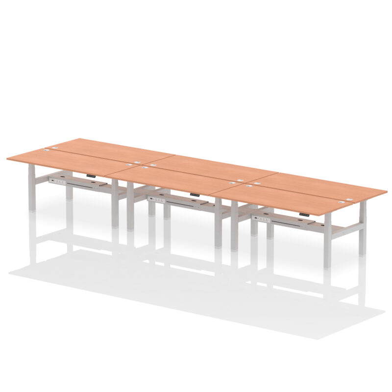 Brisk Back-to-Back Height Adjustable Bench Desk - 6 Person - Image 65