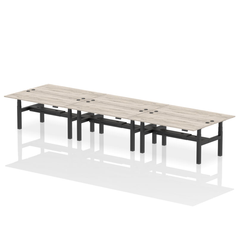 Brisk Back-to-Back Height Adjustable Bench Desk - 6 Person - Image 70