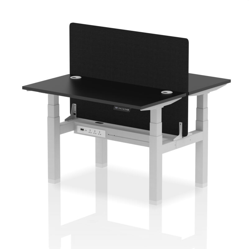 Brisk Back-to-Back Slimline Height Adjustable Bench Desk - 2 Person with Black Straight Screen - Image 5