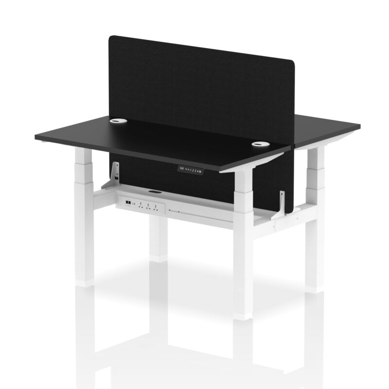Brisk Back-to-Back Slimline Height Adjustable Bench Desk - 2 Person with Black Straight Screen - Image 6