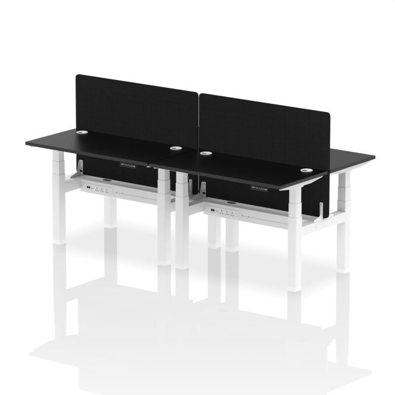 Brisk Back-to-Back Slimline Height Adjustable Bench Desk - 4 Person with Black Straight Screen - Image 6