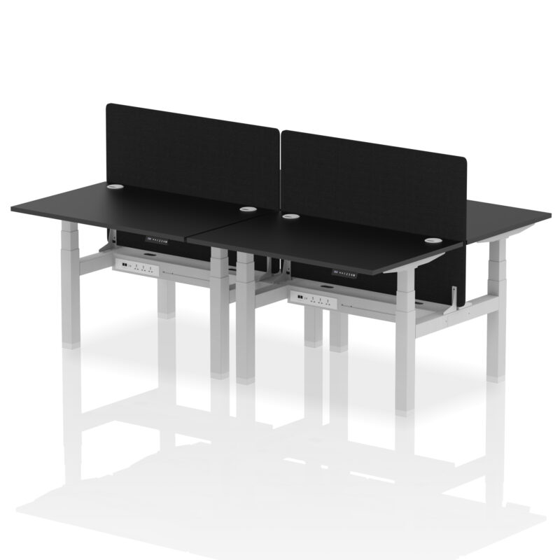 Brisk Back-to-Back Height Adjustable Bench Desk - 4 Person with Black Straight Screen - Image 5