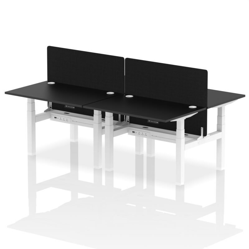 Brisk Back-to-Back Height Adjustable Bench Desk - 4 Person with Black Straight Screen - Image 6