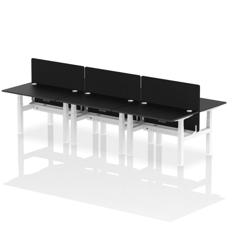 Brisk Back-to-Back Height Adjustable Bench Desk - 6 Person with Black Straight Screen - Image 6