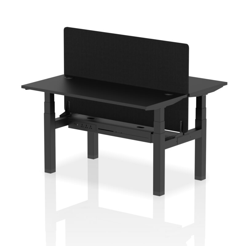 Brisk Back-to-Back Slimline Height Adjustable Bench Desk - 2 Person with Black Straight Screen - Image 25