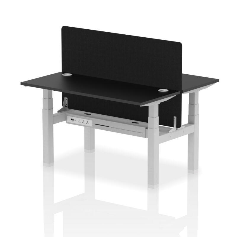 Brisk Back-to-Back Slimline Height Adjustable Bench Desk - 2 Person with Black Straight Screen - Image 26