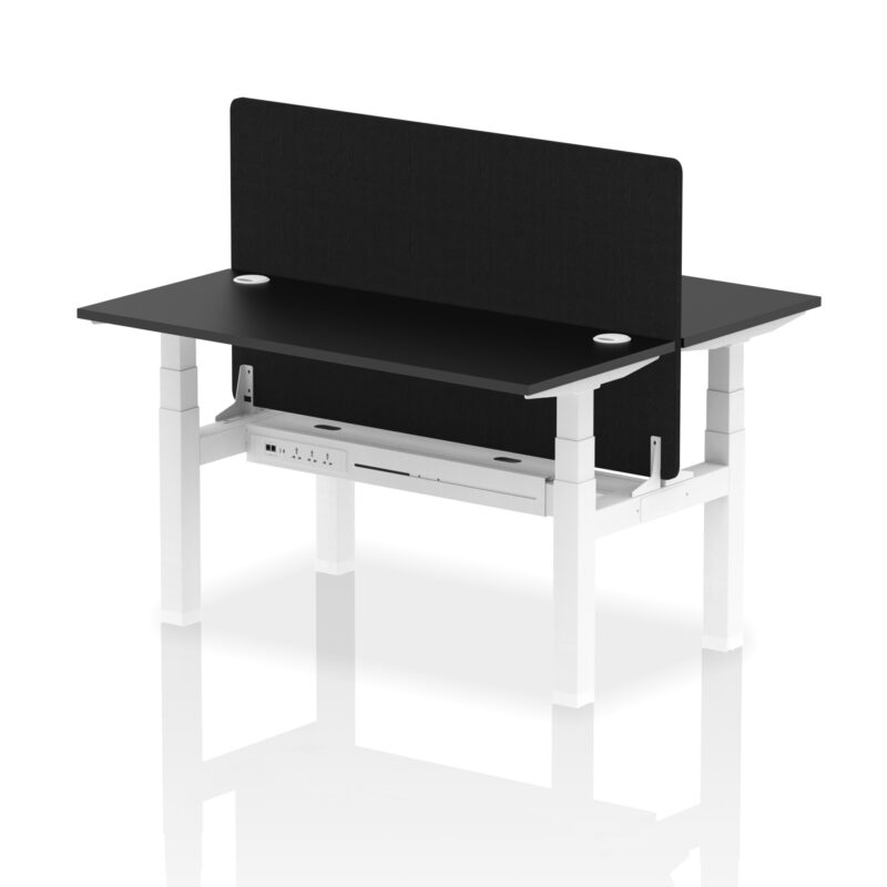 Brisk Back-to-Back Slimline Height Adjustable Bench Desk - 2 Person with Black Straight Screen - Image 27