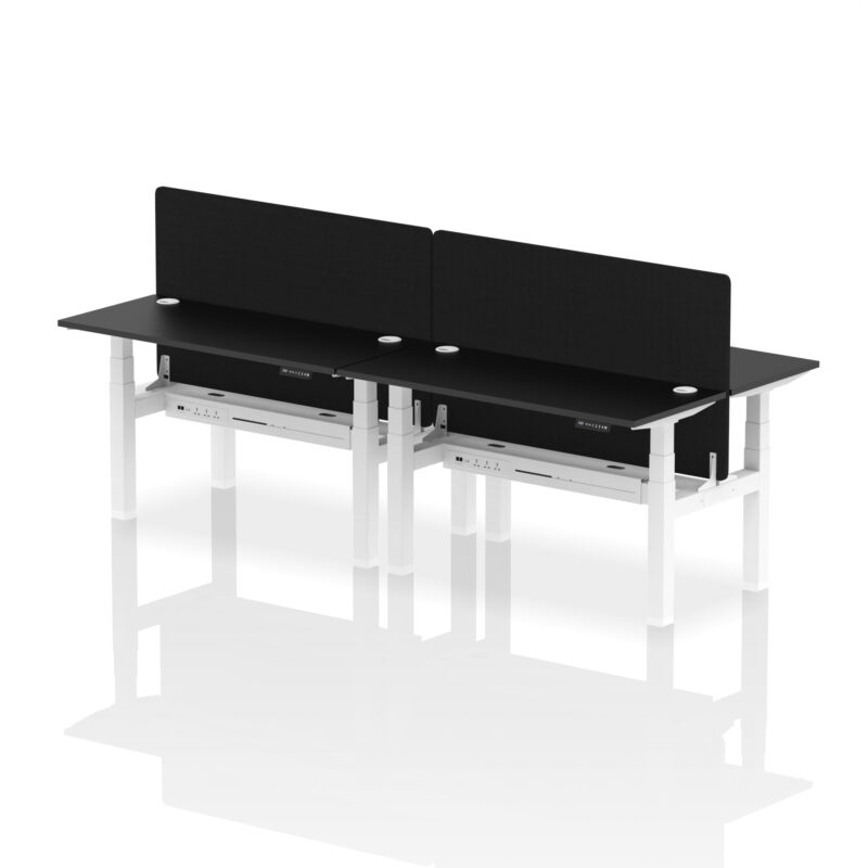 Brisk Back-to-Back Slimline Height Adjustable Bench Desk - 4 Person with Black Straight Screen - Image 27