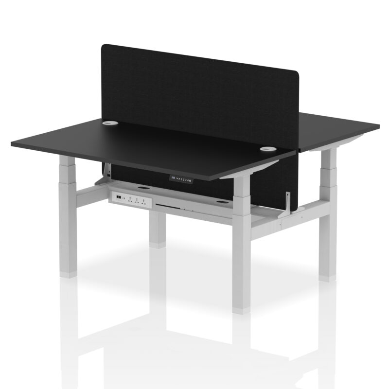 Brisk Back-to-Back Height Adjustable Bench Desk - 2 Person with Black Straight Screen - Image 26