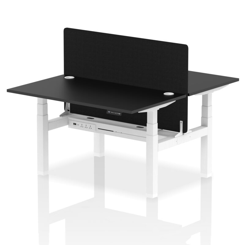 Brisk Back-to-Back Height Adjustable Bench Desk - 2 Person with Black Straight Screen - Image 27
