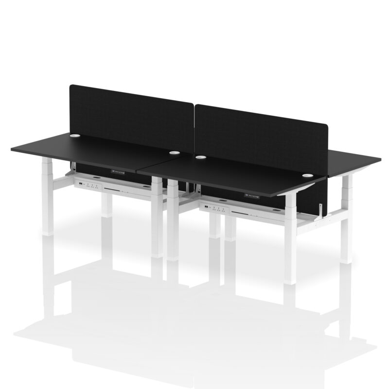 Brisk Back-to-Back Height Adjustable Bench Desk - 4 Person with Black Straight Screen - Image 27