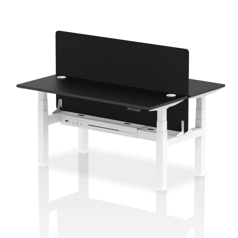 Brisk Back-to-Back Slimline Height Adjustable Bench Desk - 2 Person with Black Straight Screen - Image 48