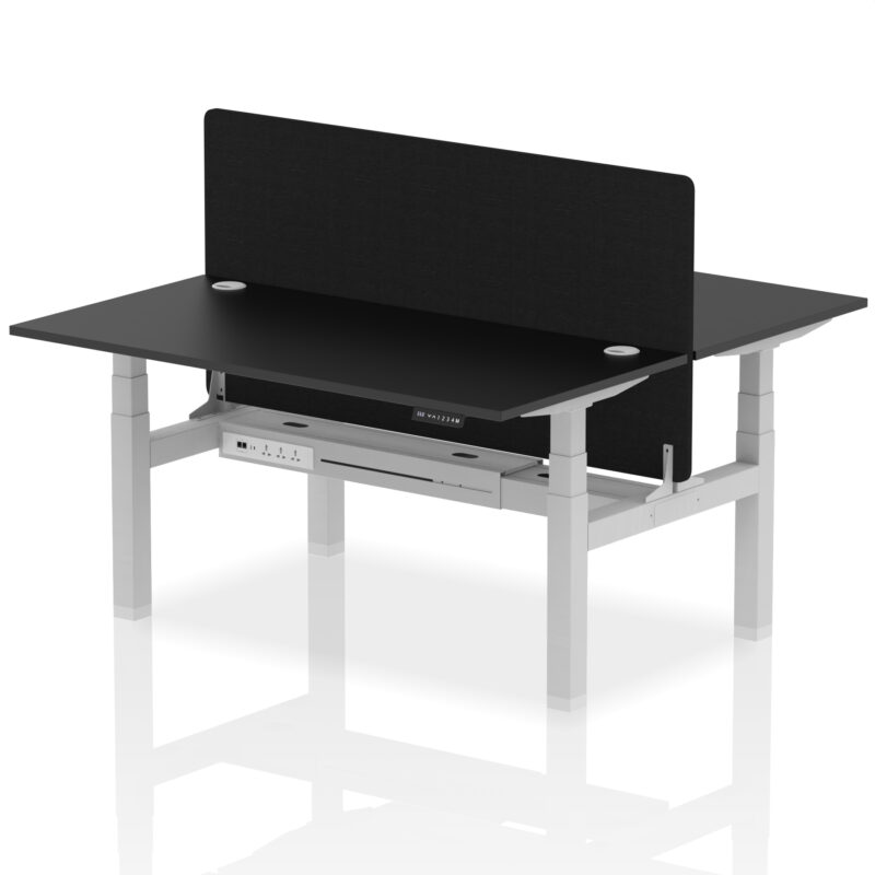Brisk Back-to-Back Height Adjustable Bench Desk - 2 Person with Black Straight Screen - Image 47