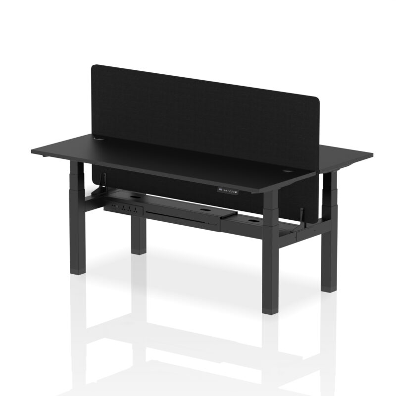 Brisk Back-to-Back Slimline Height Adjustable Bench Desk - 2 Person with Black Straight Screen - Image 67