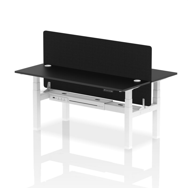 Brisk Back-to-Back Slimline Height Adjustable Bench Desk - 2 Person with Black Straight Screen - Image 69