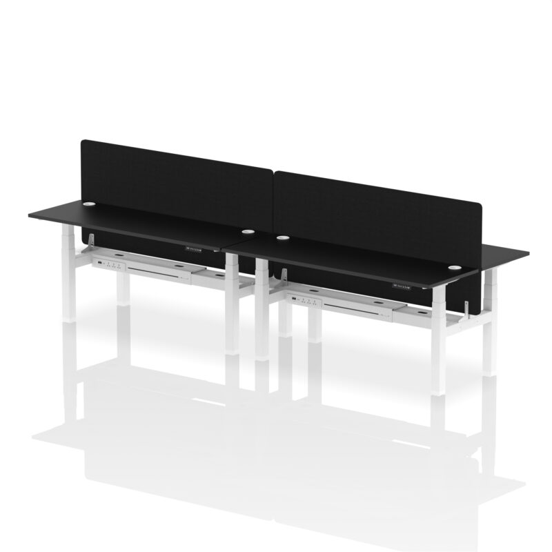 Brisk Back-to-Back Slimline Height Adjustable Bench Desk - 4 Person with Black Straight Screen - Image 69