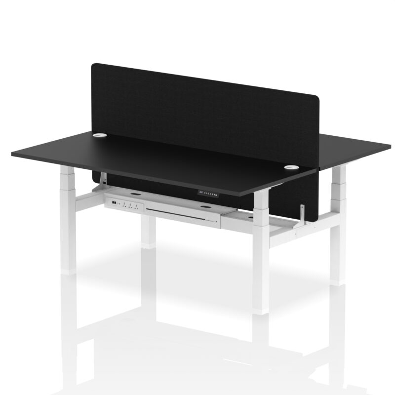 Brisk Back-to-Back Height Adjustable Bench Desk - 2 Person with Black Straight Screen - Image 69