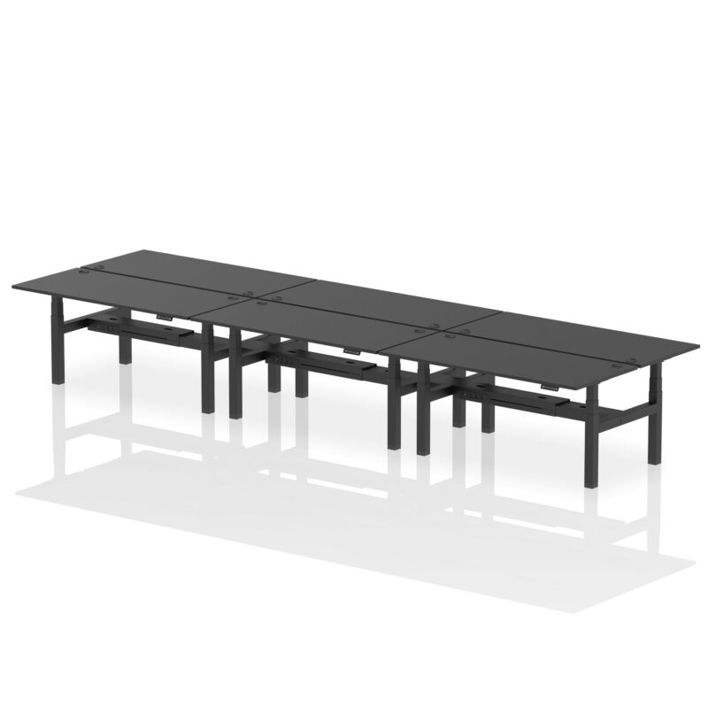 Brisk Back-to-Back Height Adjustable Bench Desk - 6 Person - Image 67