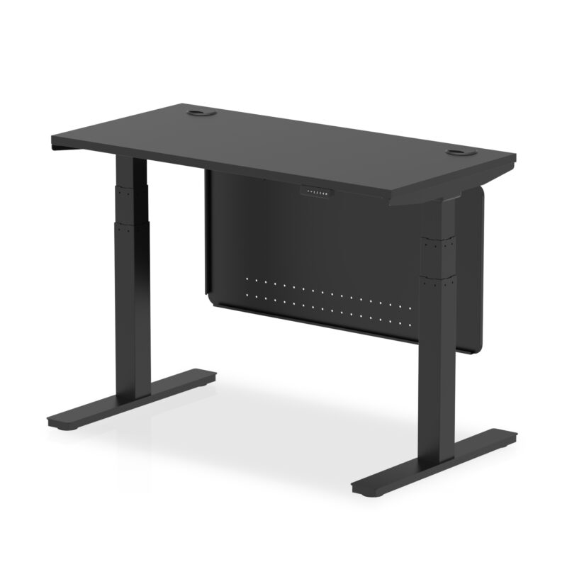 Brisk Height Adjustable Slimline Desk With Cable Ports With Steel Modesty Panel - Image 325