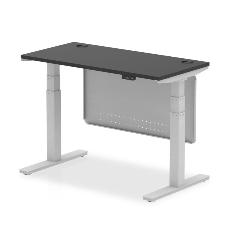 Brisk Height Adjustable Slimline Desk With Cable Ports With Steel Modesty Panel - Image 326
