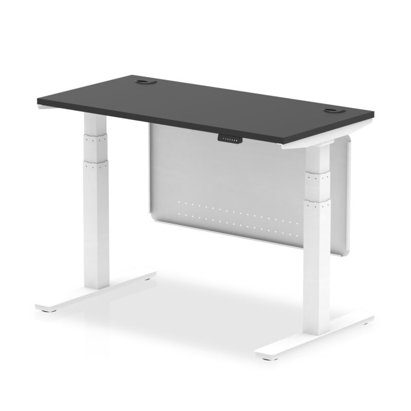 Brisk Height Adjustable Slimline Desk With Cable Ports With Steel Modesty Panel - Image 327