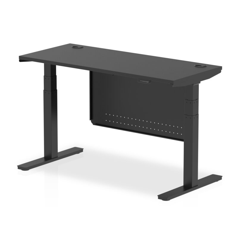 Brisk Height Adjustable Slimline Desk With Cable Ports With Steel Modesty Panel - Image 328