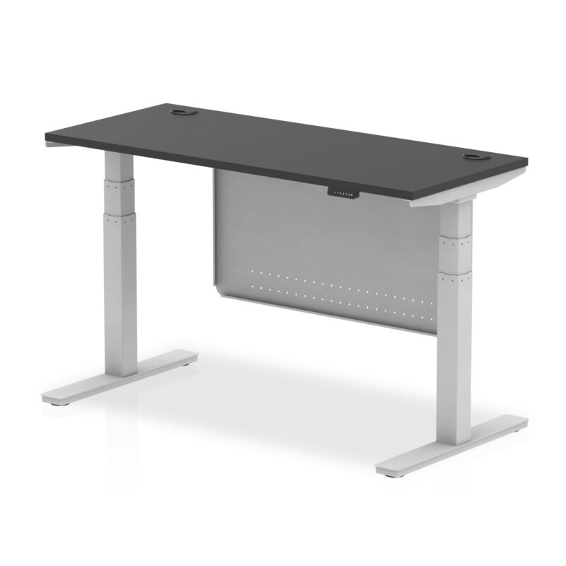 Brisk Height Adjustable Slimline Desk With Cable Ports With Steel Modesty Panel - Image 329