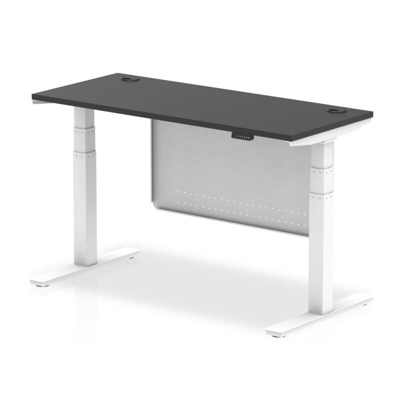 Brisk Height Adjustable Slimline Desk With Cable Ports With Steel Modesty Panel - Image 330