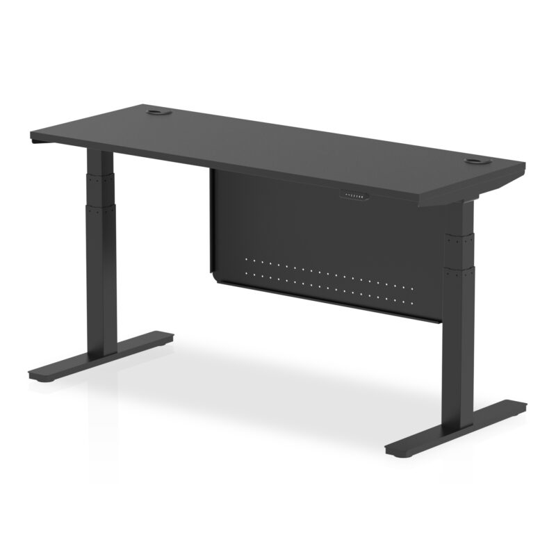 Brisk Height Adjustable Slimline Desk With Cable Ports With Steel Modesty Panel - Image 331