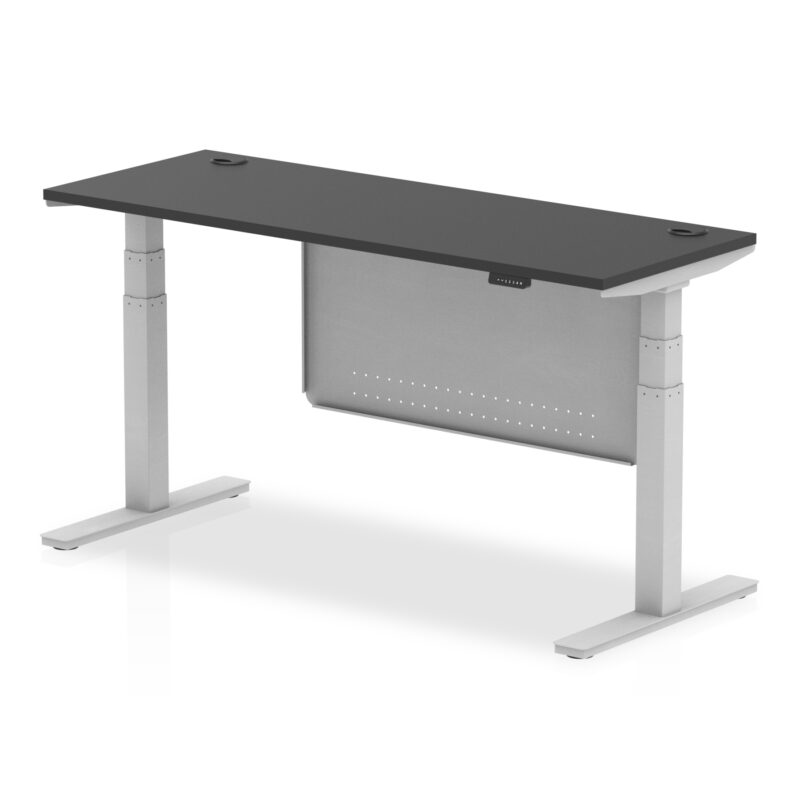 Brisk Height Adjustable Slimline Desk With Cable Ports With Steel Modesty Panel - Image 332