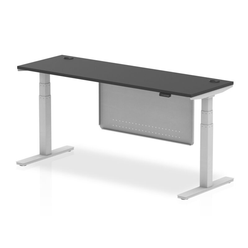 Brisk Height Adjustable Slimline Desk With Cable Ports With Steel Modesty Panel - Image 335