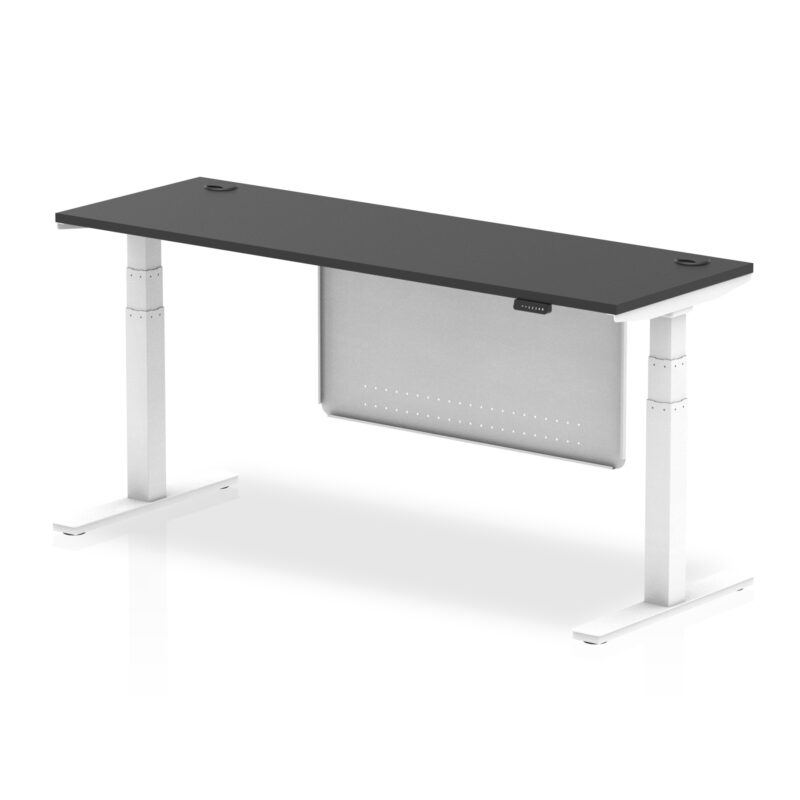 Brisk Height Adjustable Slimline Desk With Cable Ports With Steel Modesty Panel - Image 336