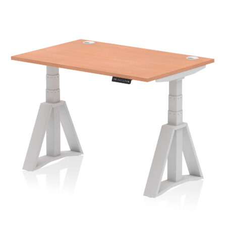 Brisk Height Adjustable Desk With Cable Ports With Piste Foot