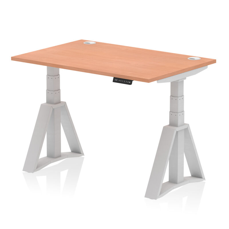 Brisk Height Adjustable Desk With Cable Ports With Piste Foot