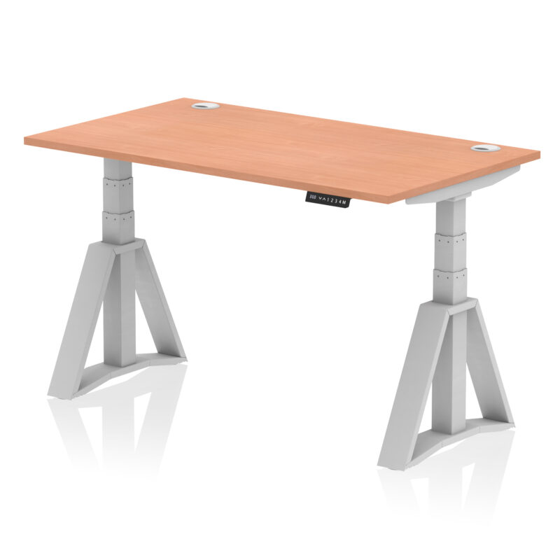 Brisk Height Adjustable Desk With Cable Ports With Piste Foot - Image 2