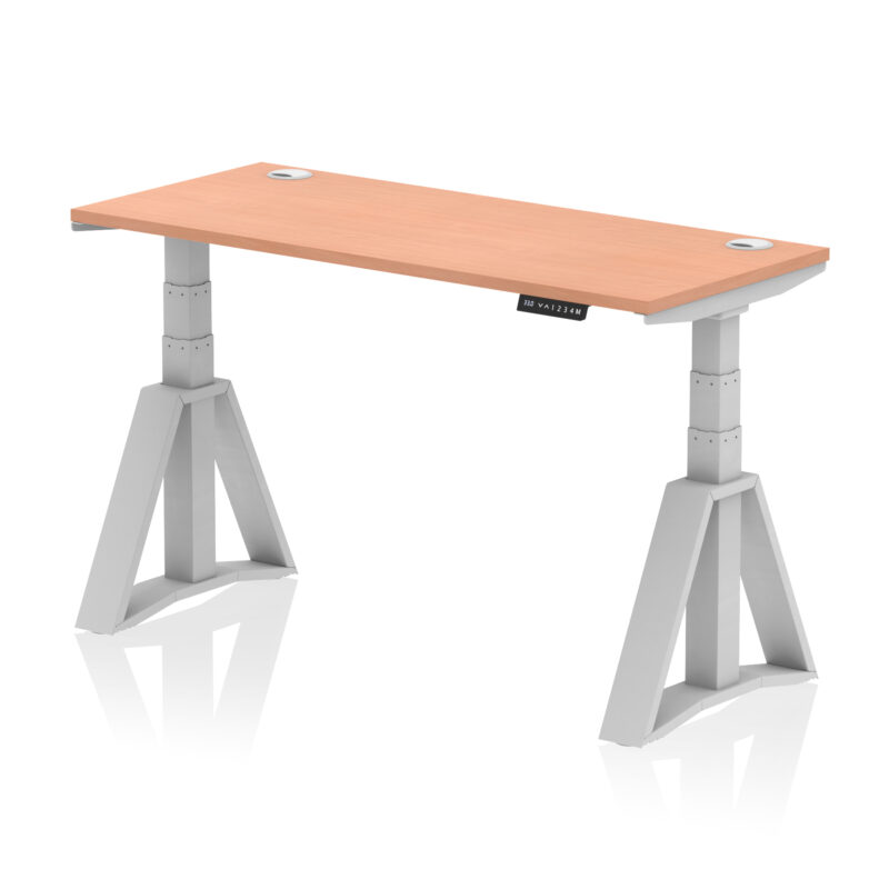 Brisk Height Adjustable Slimline Desk With Cable Ports With Piste Foot - Image 2