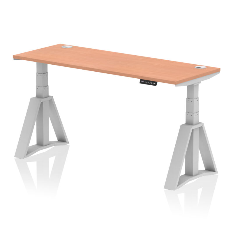 Brisk Height Adjustable Slimline Desk With Cable Ports With Piste Foot - Image 3