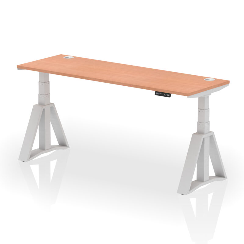 Brisk Height Adjustable Slimline Desk With Cable Ports With Piste Foot - Image 4