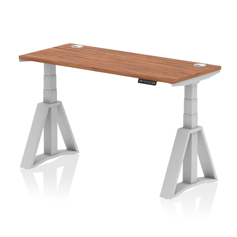 Brisk Height Adjustable Slimline Desk With Cable Ports With Piste Foot - Image 6