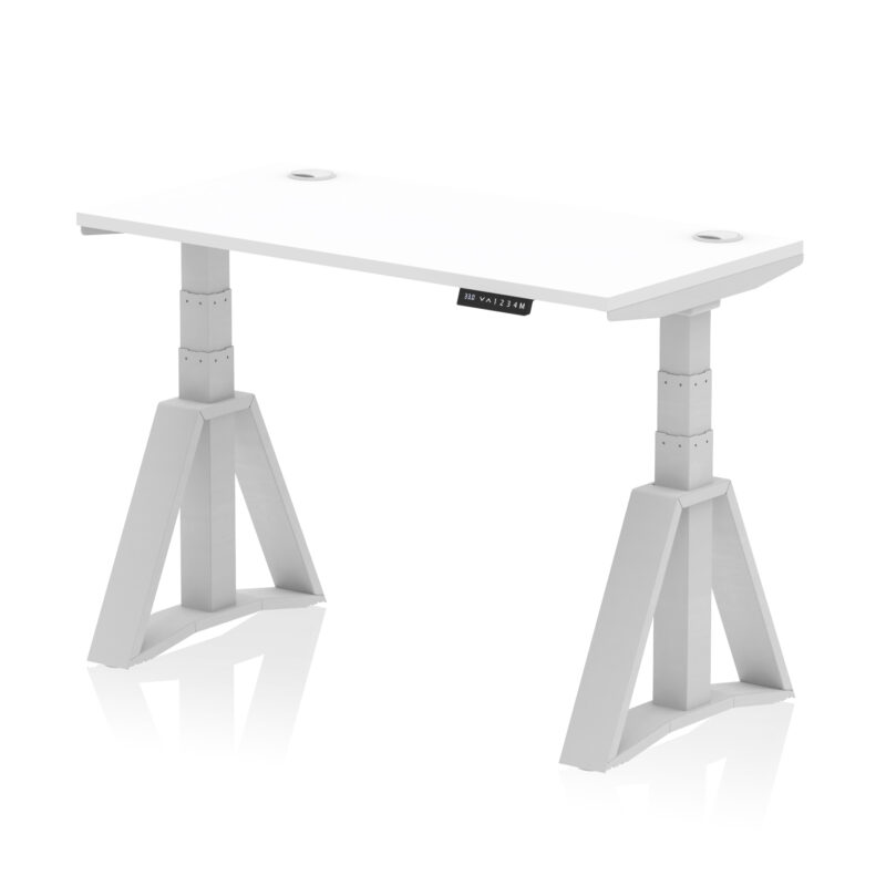Brisk Height Adjustable Slimline Desk With Cable Ports With Piste Foot - Image 9