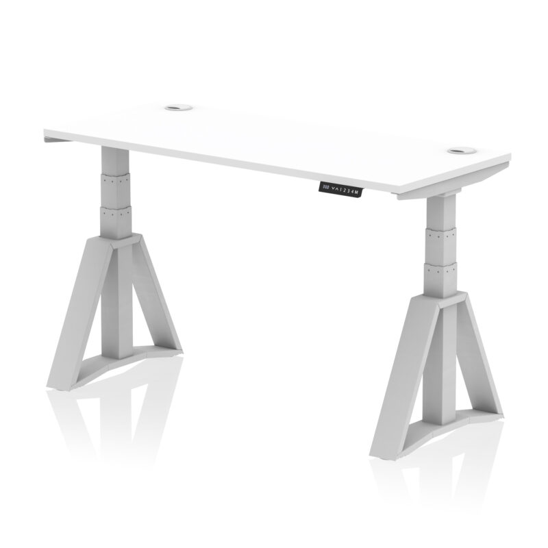 Brisk Height Adjustable Slimline Desk With Cable Ports With Piste Foot - Image 10